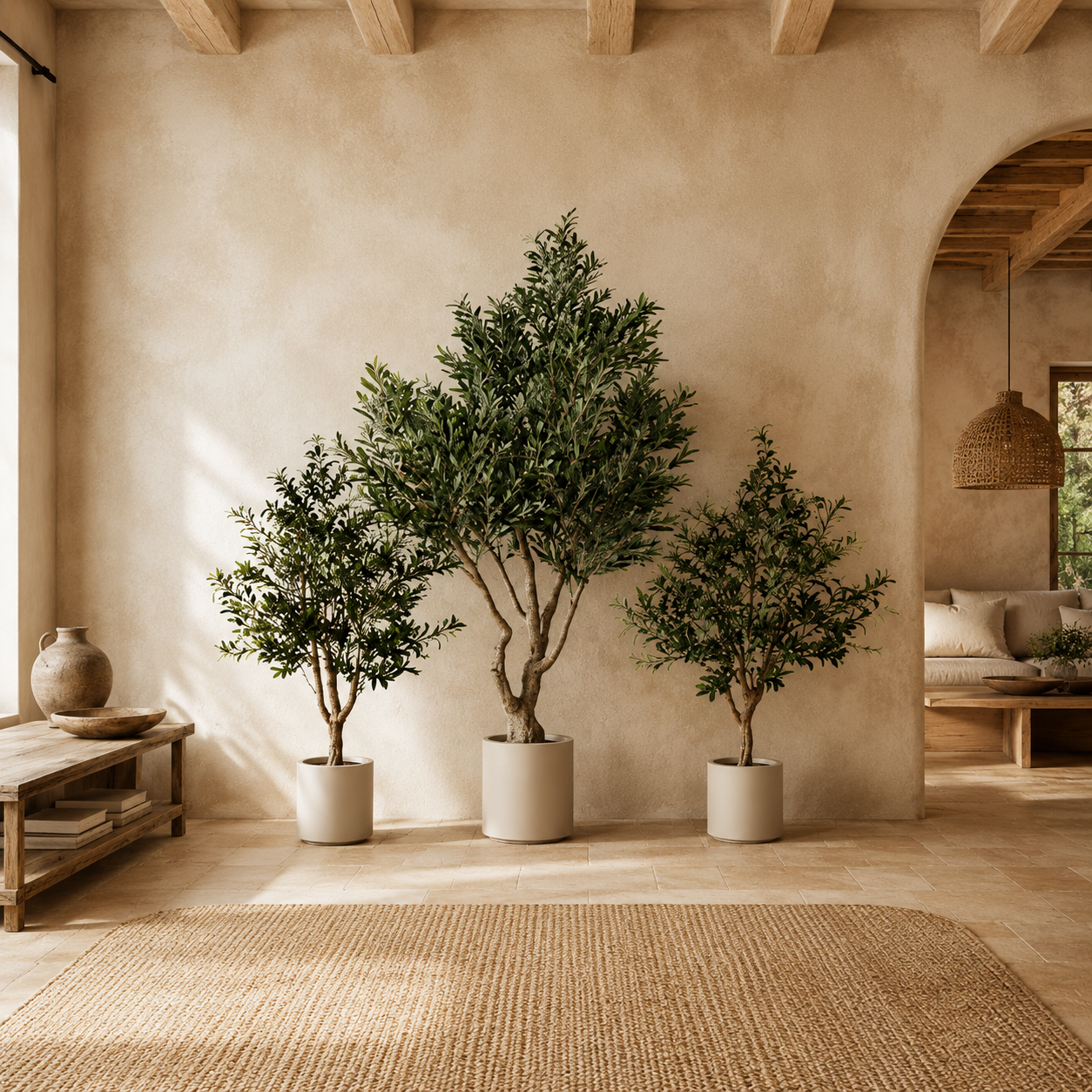 The Olive Grove Bundle — three Tuscan Olives in matching white pots