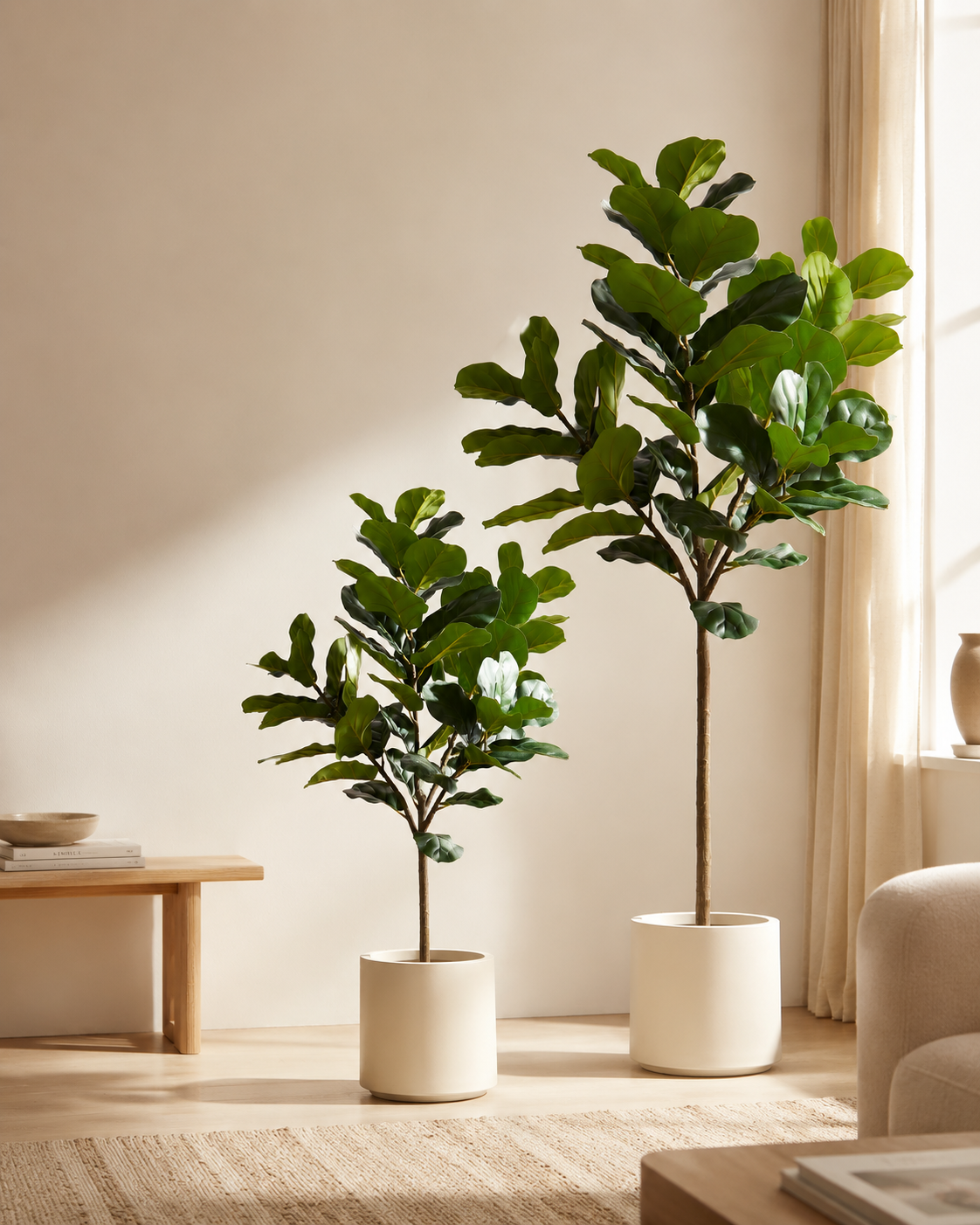The Bookends bundle — pair of Iconic Fiddles in matching white pots